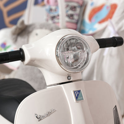 HOMCOM Vespa Licensed 6V Kids Electric Motorbike Ride On Motorcycle  Battery Powered for 18-36 Months with Horn Headlight White 