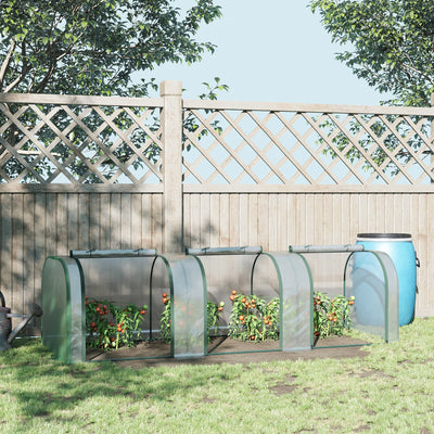Outsunny PVC Tunnel Greenhouse Green Grow House Steel Frame for Garden Backyard with Zipper Doors 295x100x80 cm, Clear 