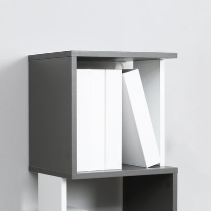 HOMCOM Modern 5-Tier Bookshelf, Freestanding Bookcase Storage Shelving for Living Room Home Office Study, White and Dark Grey 
