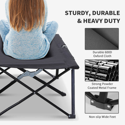 Outsunny Double Camping Cot Bed, with Bag - Black 