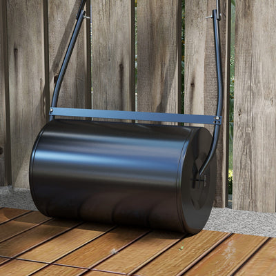 DURHAND 38L Heavy Duty Water or Sand Filled Garden Steel Lawn Roller Drum Φ50cm Black 