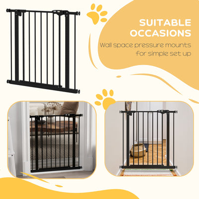 PawHut Metal 74-80cm Wide Adjustable Dog Gate Black 