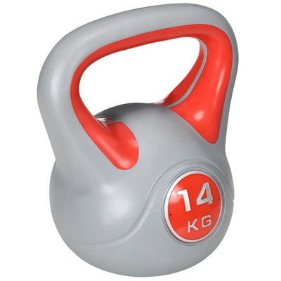 SPORTNOW Kettlebell, 14kg Kettle Bells with Handle for Home Gym Weight Lifting and Strength Training, Red and Grey 