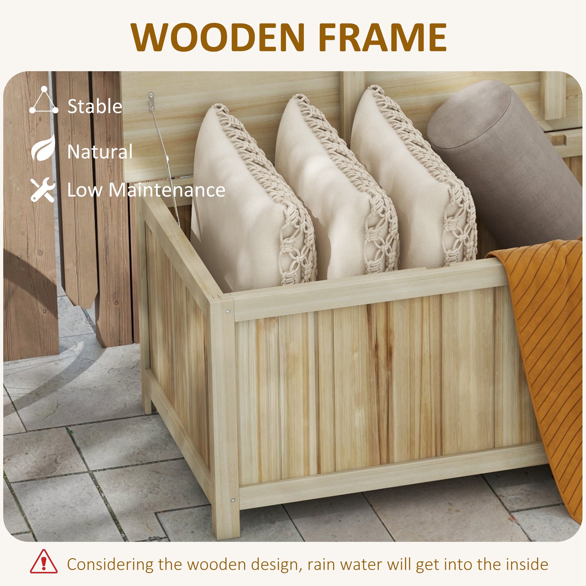 Outsunny 172 Litre Outdoor Storage Box, Wooden terrace Box Garden Storage Container, Natural 