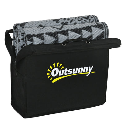 Outsunny 182 x 274cm Reversible Patterned Outdoor Rug, with Bag - Black/Grey 