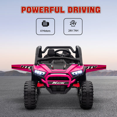AIYAPLAY 2 Seater 24V 7AH Ride on Truck, Battery Powered Electric Ride On Car w/ Remote, Suspension, 3 Speeds - Pink 