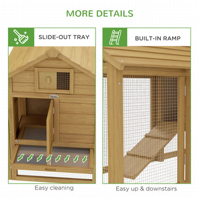 PawHut Small Chicken Coop with Run Hen House Poultry Coops Cages Nesting Box Wood 150.5 x 54 x 87cm 