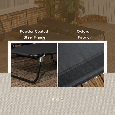 Outsunny Set of Two Folding Sun Loungers, with Adjustable Backs and Sun Canopies - Black 