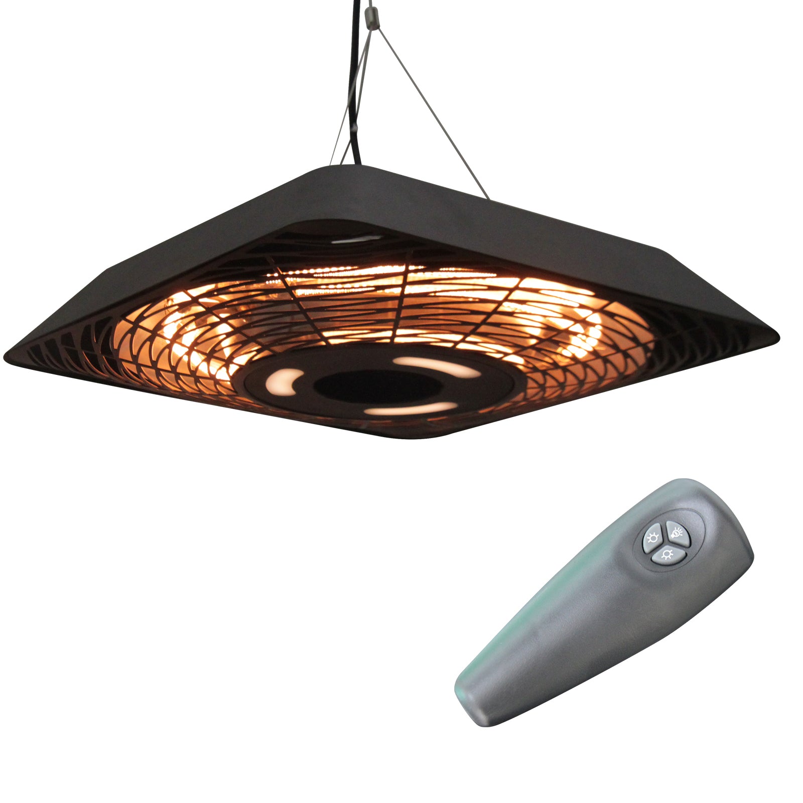 Outsunny 2000W Electric Hanging Patio Heater Ceiling Mounted Halogen Heating Indoor Outdoor with Remote Control Aluminium 