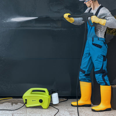 Outsunny 1600W High Pressure Washer, 130 Bar Pressure, 390 L/h Flow, Portable Power Washer Jet Wash Cleaner with Adjustable Nozzle, 6M Hose, Handle for Home Patio Car Driveway, Green 