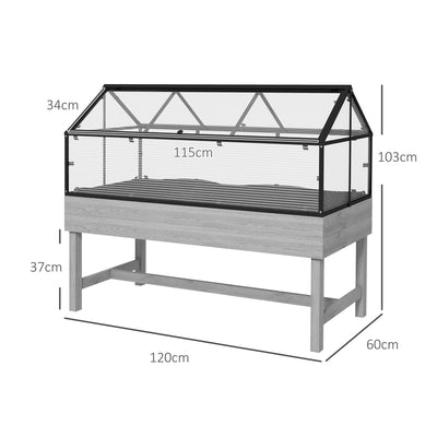 Outsunny 60 x 120cm Raised Garden Bed with Wooden Base - Grey 
