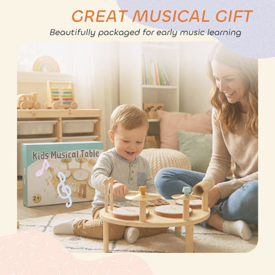 AIYAPLAY Baby Drum Kit, Wooden Kids Musical Instruments with Drums and Xylophone, Gifts for Girls Boys Birthday, Natural 