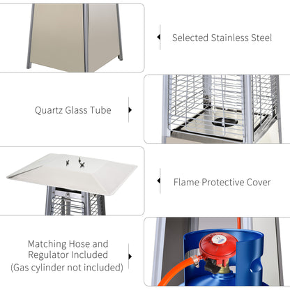 Outsunny Stainless Steel Outdoor Garden Pyramid Patio Heater with Wheels and Rain Cover - Silver 