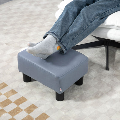HOMCOM Microfiber Cloth Footstool, Small Foot Rest, Rectangle Sofa Stool for Bedroom Living Room, Grey 