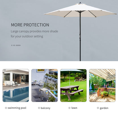 Outsunny 2.8m Garden Parasol Umbrella, Round Outdoor Market Table Umbrella Sun Shade Canopy, Off-White 