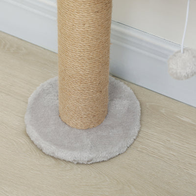 PawHut Wall Mounted Cat Shelves, Cat Climbing Wall with 4 Climbing Platforms, Jute Scratching Post and Toy Ball,180cm Tall, Light Grey 