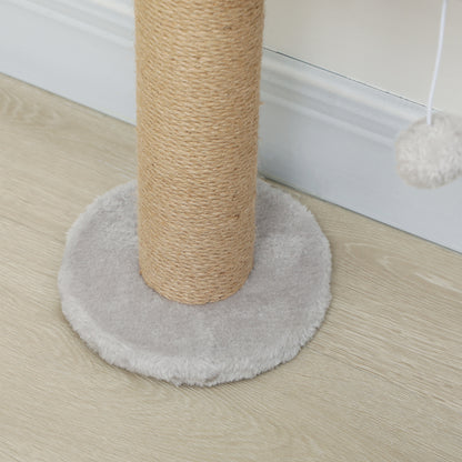 PawHut Wall Mounted Cat Shelves, Cat Climbing Wall with 4 Climbing Platforms, Jute Scratching Post and Toy Ball,180cm Tall, Light Grey