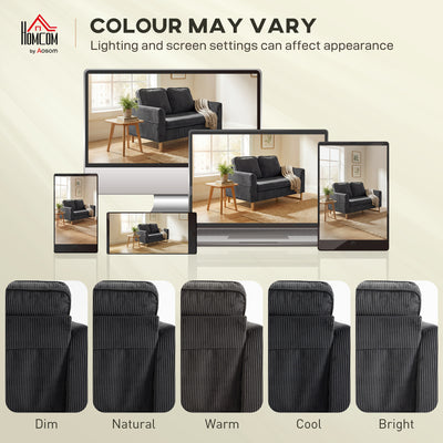 HOMCOM 2 Seater Sofa, 140 cm Loveseat Sofa with Spring Cushions, Metal Legs, 2 Pillows, Dark Grey 