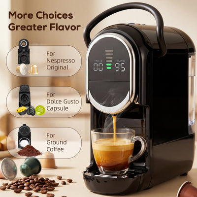 HOMCOM Pod Coffee Machine for Nespresso, Dolce Gusto Capsule & Ground Coffee, Small Semi Automatic Coffee Maker, 19 Bar, 0.6L 