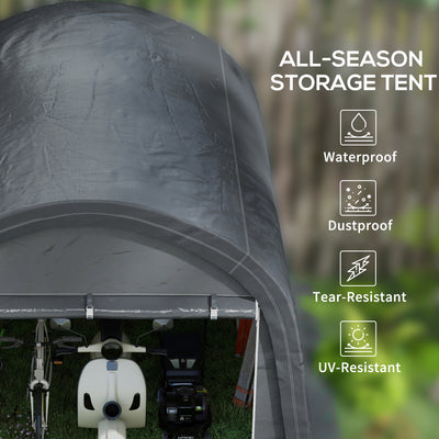 Outsunny 3 x 3(m) Garden Storage Tent, Heavy Duty Outdoor Shed, Waterproof Portable Shed Storage Shelter with Galvanised Steel Frame for Bike, Motorcycle, Garden Tools, Grey 