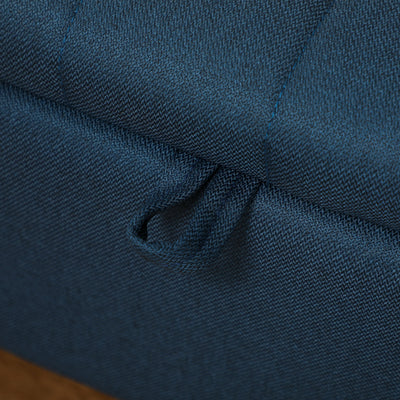 HOMCOM 92 x 31cm Linen-Look Storage Ottoman - Dark Blue 