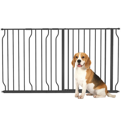 PawHut Extra Wide Dog Safety Gate, with Door Pressure, for Doorways, Hallways, Staircases - Black 