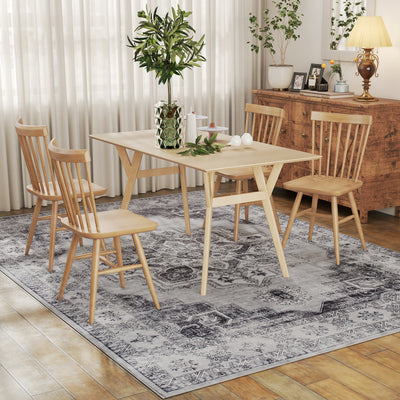 HOMCOM Vintage Area Rug, Non-Slip Washable Rug, Flannel Floor Carpet for Living Room, Bedroom, Dining Room, Home Office, 290 x 200 cm, Grey 