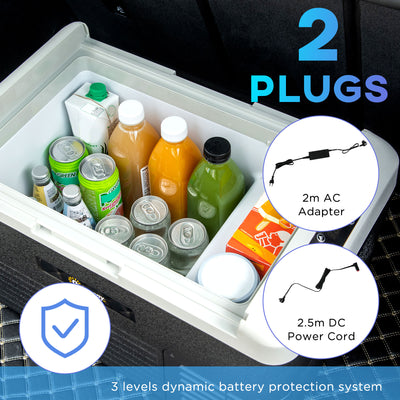 Outsunny 30L Car Refrigerator, Portable Compressor Car Fridge Freezer, Electric Cooler Box with 12/24V DC and 110-240V AC for Camping, Driving, Picnic, Down to -20\'e2\'84\'83 