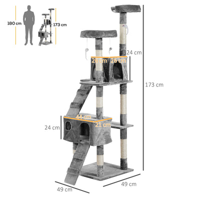 PawHut Cat Tree Scratching House, Activity Play Centre 