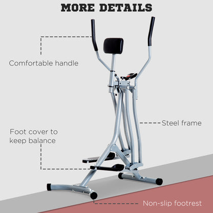 HOMCOM Air Walker Glider, Cross Trainer Fitness Machine, with LCD, for Home Gym, Grey 