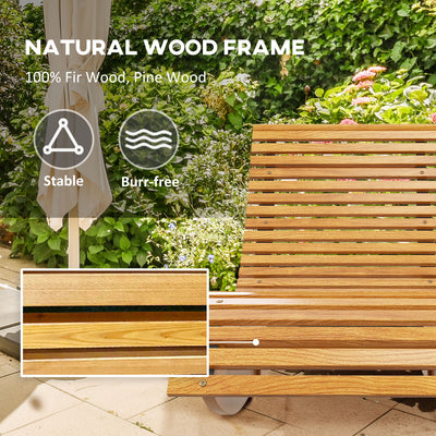 Outsunny Outdoor Rocking Chair w/ Slatted Seat, Wooden Rocking Chair, 130cm x 60cm x 60cm, Teak 