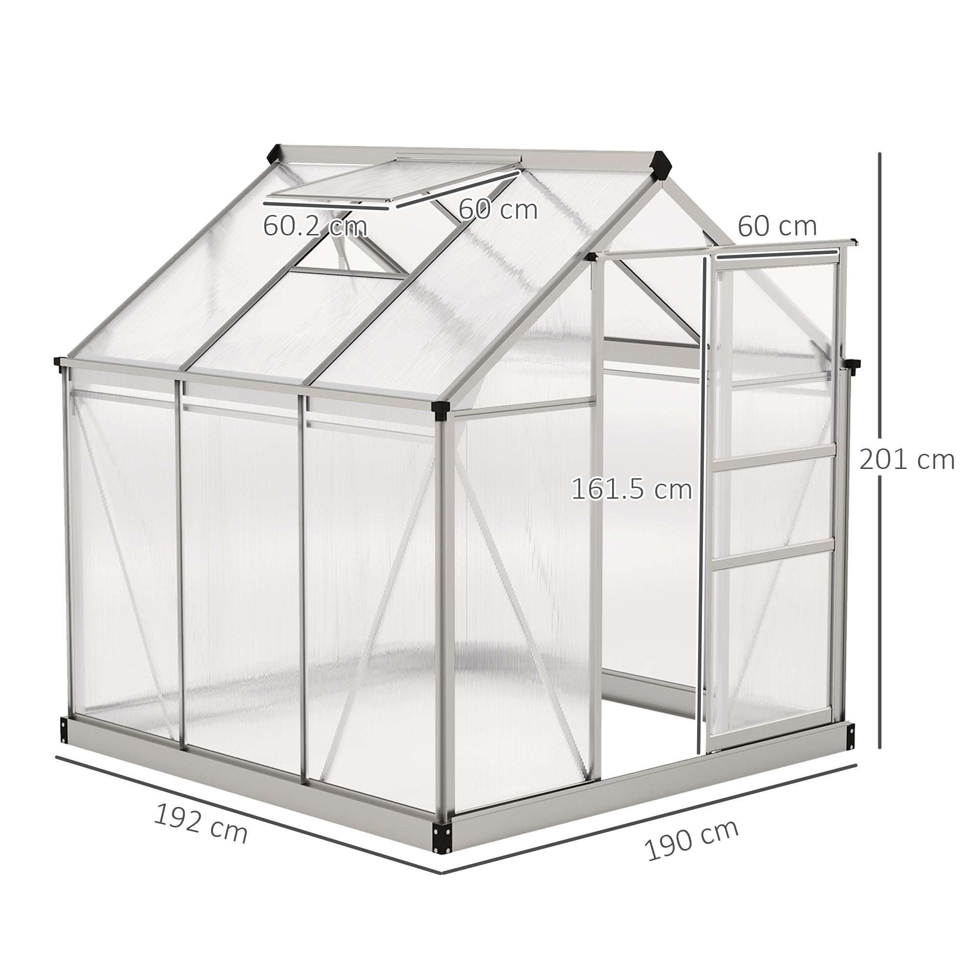 Outsunny 6 x 6ft Polycarbonate Greenhouse - Clear 