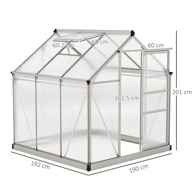 Outsunny 6 x 6ft Polycarbonate Greenhouse - Clear 