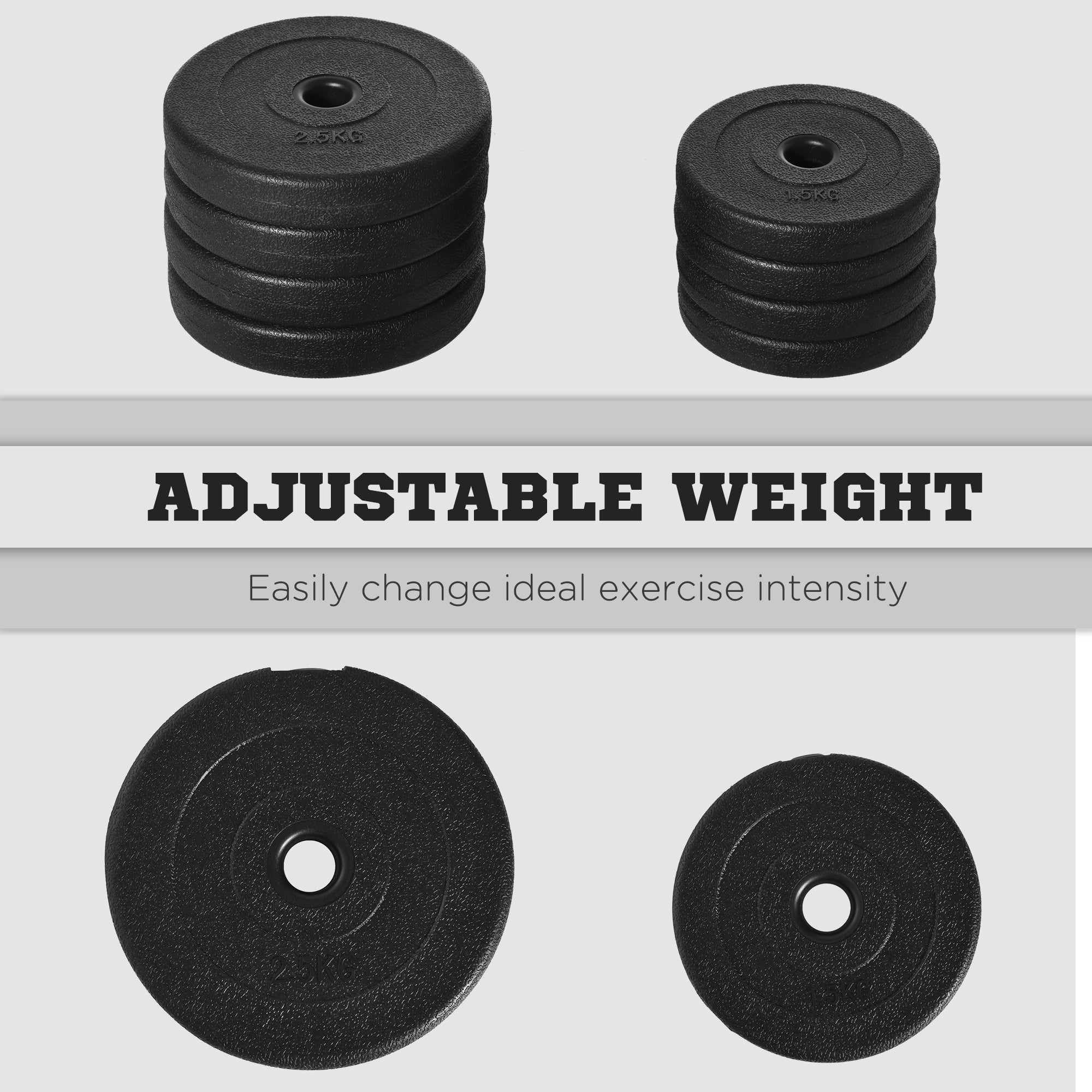 HOMCOM 20KG Adjustable Weights Dumbbells Set, Dumbbell Hand Weights for Home Office Gym Body Fitness Lifting Training, Black 