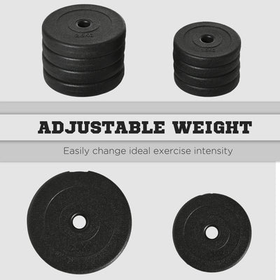 HOMCOM 20KG Adjustable Weights Dumbbells Set, Dumbbell Hand Weights for Home Office Gym Body Fitness Lifting Training, Black 