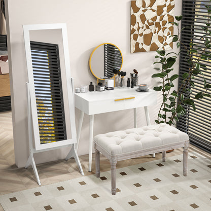 HOMCOM Freestanding Dressing Mirror Bedroom Tall Adjustable Angle 148x47cm White 