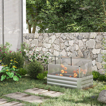 Outsunny Raised Beds for Garden with Mini Greenhouse, Galvanised Outdoor Planters and Cold Grame, for Herbs and Vegetables 