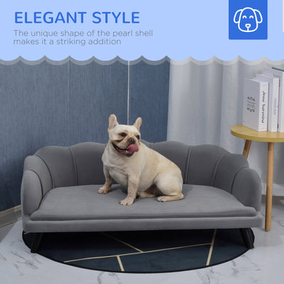 PawHut Dog Sofa, Pet Couch Bed for Medium, Large Dogs, with Legs, Cushion - Grey 