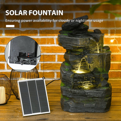 Outsunny Garden Water Feature with LED Lights - Dark Grey 