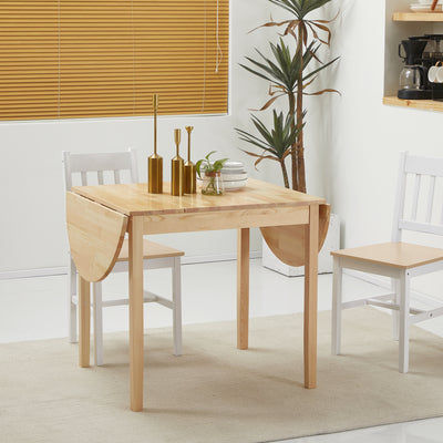 HOMCOM 4-6 Person Wooden Drop-Leaf Table - Natural Finish 