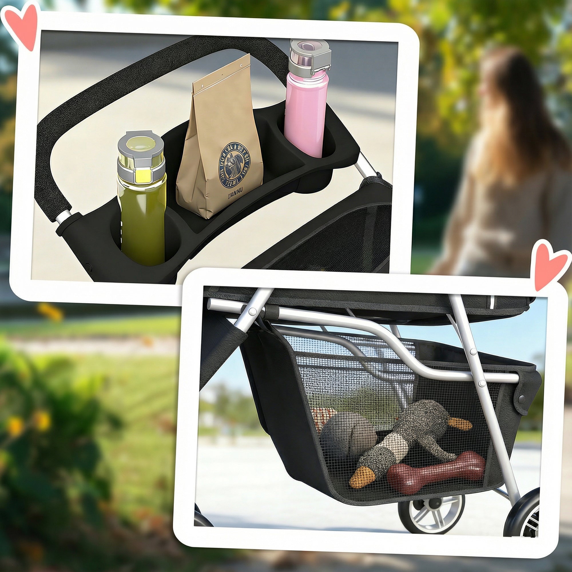 PawHut 3 Wheel Pet Stroller for Small and Miniature Dogs, Black 