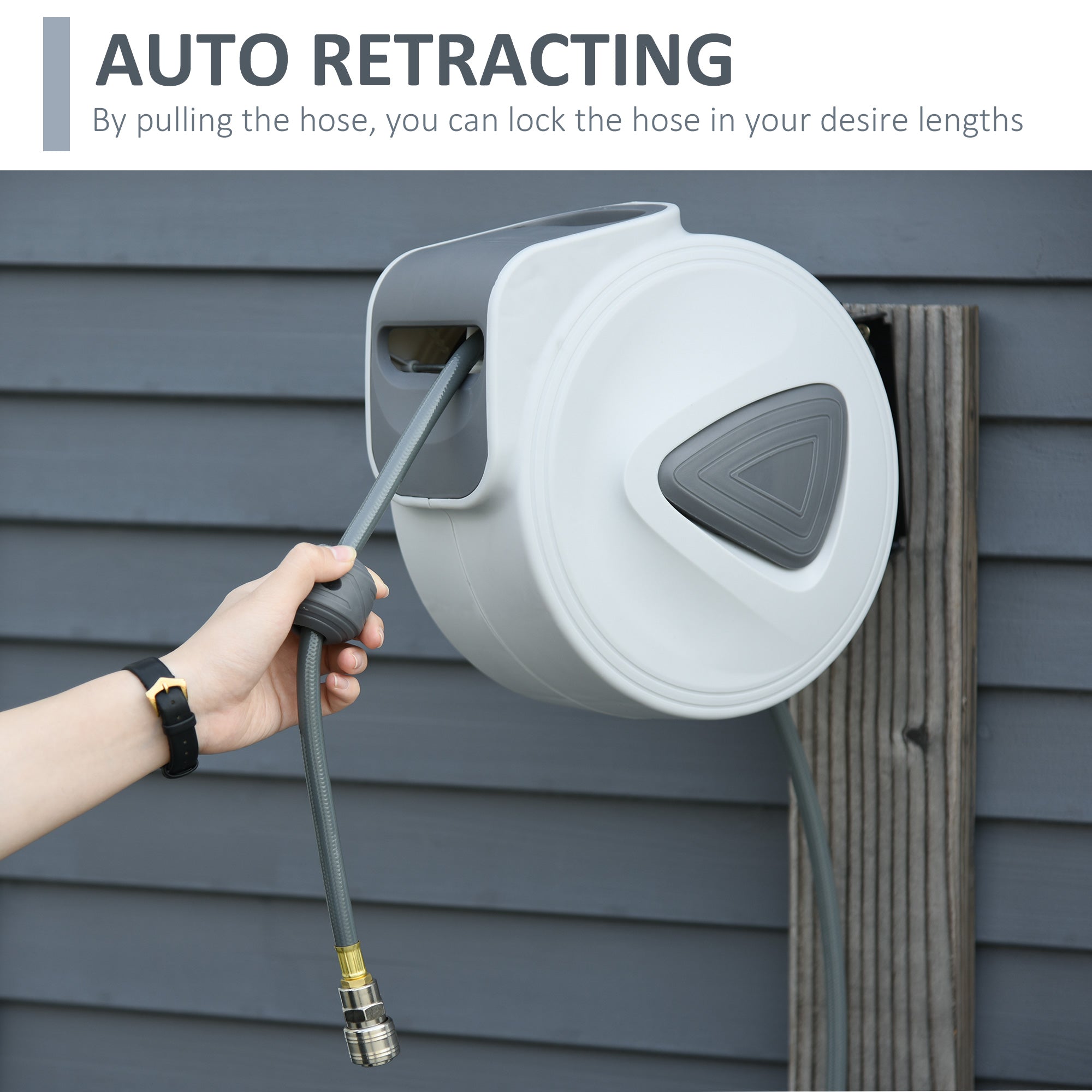 DURHAND Retractable Air Hose Reel 15m+ 140cm Hose Diameter 3/ 8" 9.5mm, Hose Connector 1/ 4" BSP, Wall Mount Auto Rewind Hose- Reel 