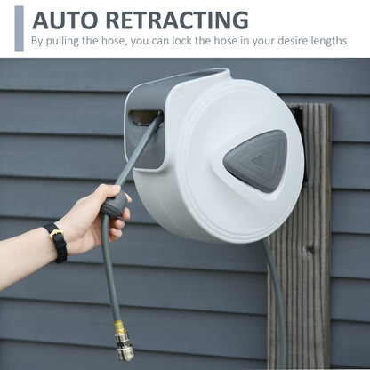 DURHAND Retractable Air Hose Reel 15m+ 140cm Hose Diameter 3/ 8" 9.5mm, Hose Connector 1/ 4" BSP, Wall Mount Auto Rewind Hose- Reel 