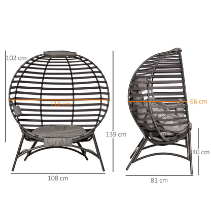 Outsunny Egg Chair with Cushion & Side Pocket - Brown 