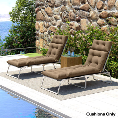 Outsunny Set of Two 190 x 56cm Sun Lounger Cushions - Khaki 