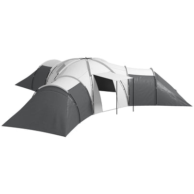 Outsunny 6-9 Man Tent with Bedrooms and Living Room, Accessories Included, Dark Grey 