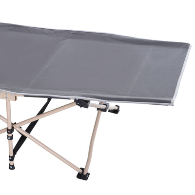 Outsunny Single Steel Frame Portable Camping Cot, with Carry Bag - Grey 