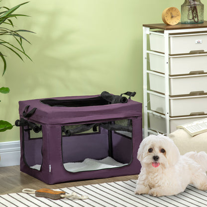 PawHut 60cm Pet Carrier, with Cushion, for Miniature Dogs - Purple 