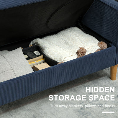 HOMCOM Small Two-Seater Corduroy Sofa - Blue 