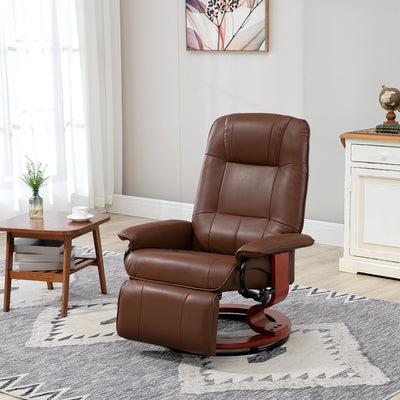 HOMCOM Faux Leather Armchair, with 145\'c2\'b0 Reclining Back and Footrest - Brown 